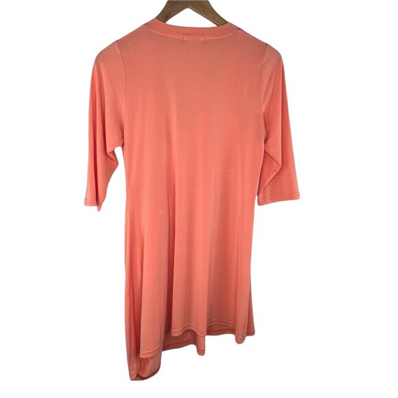Lace Tunic Lagenlook V-Neck Pullover Pocket Orange Polyester Blend Size Small - Picture 2 of 5